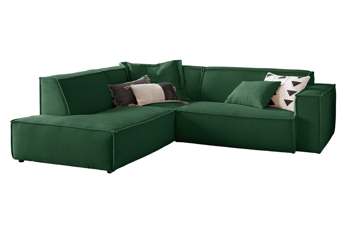 KAWOLA Sofa SAMU Ecksofa Cord smaragd