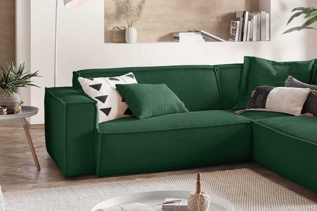 KAWOLA Sofa SAMU Ecksofa Cord smaragd