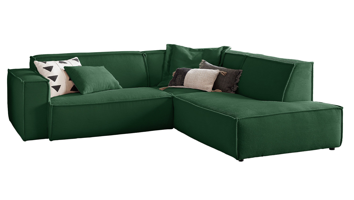 KAWOLA Sofa SAMU Ecksofa Cord smaragd