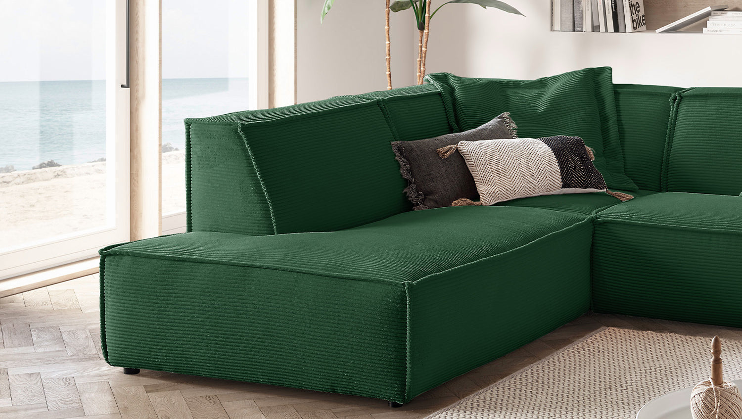 KAWOLA Sofa SAMU Ecksofa Cord smaragd