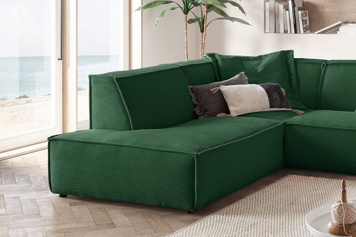 KAWOLA Sofa SAMU Ecksofa Cord smaragd