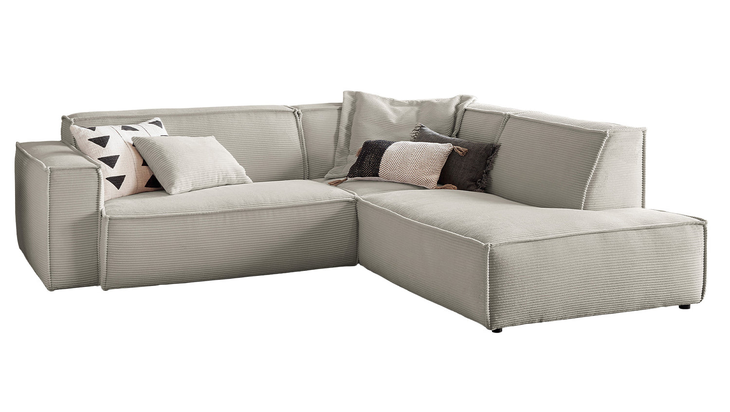 KAWOLA Sofa SAMU Ecksofa Cord steingrau