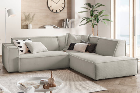 KAWOLA Sofa SAMU Ecksofa Cord steingrau