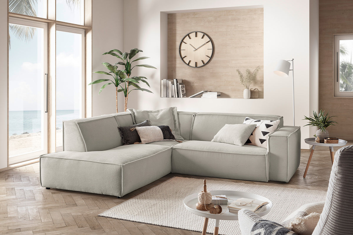 KAWOLA Sofa SAMU Ecksofa Cord steingrau, Links