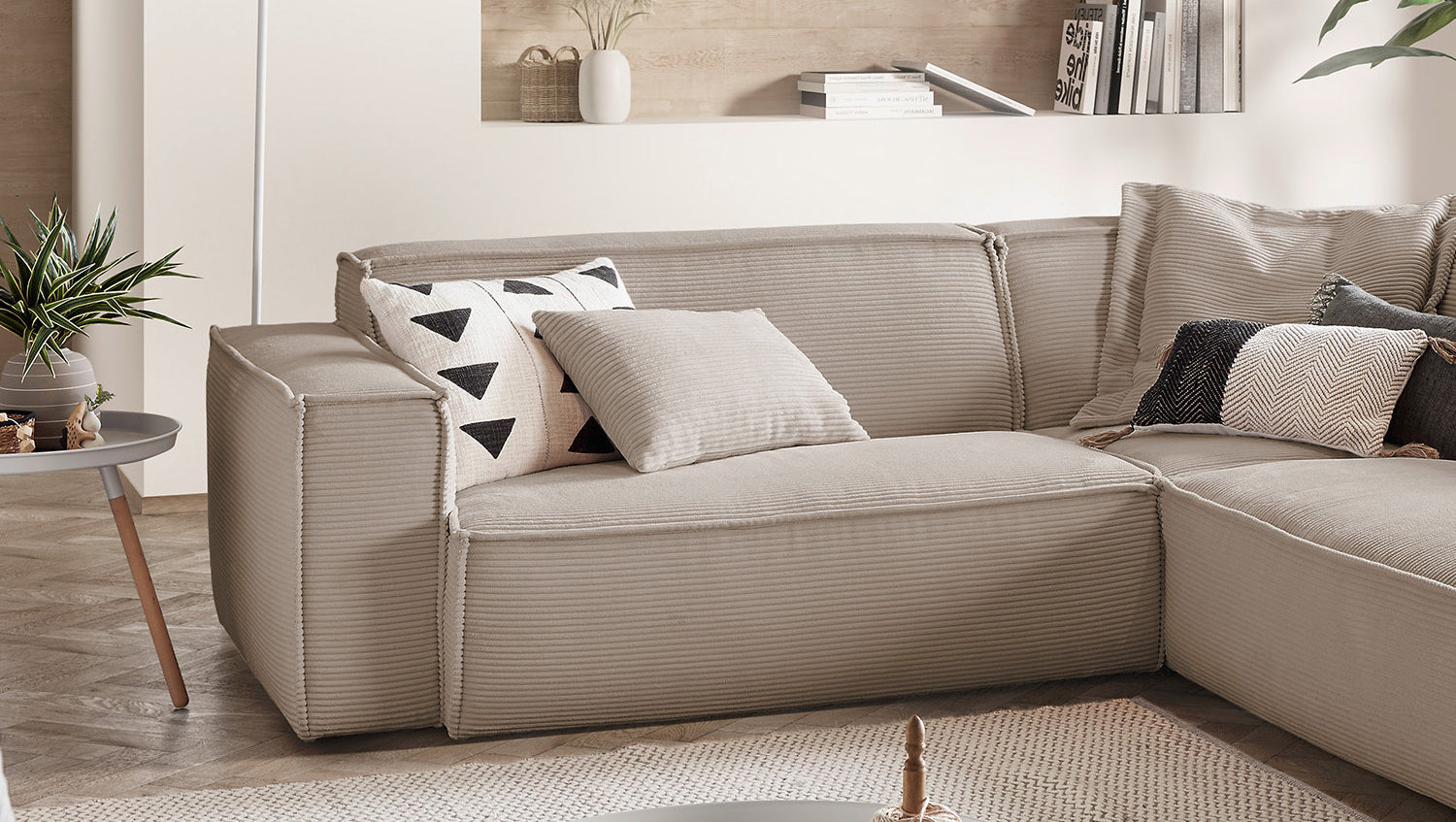 KAWOLA Sofa SAMU Ecksofa Cord taupe