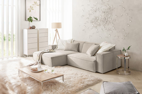 KAWOLA Sofa SAMU Ecksofa Feincord beige, Links