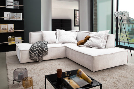 KAWOLA Sofa SAMU Ecksofa Stoff beige, Rechts