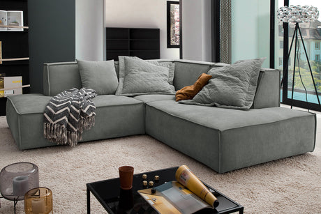 KAWOLA Sofa SAMU Ecksofa Stoff grau