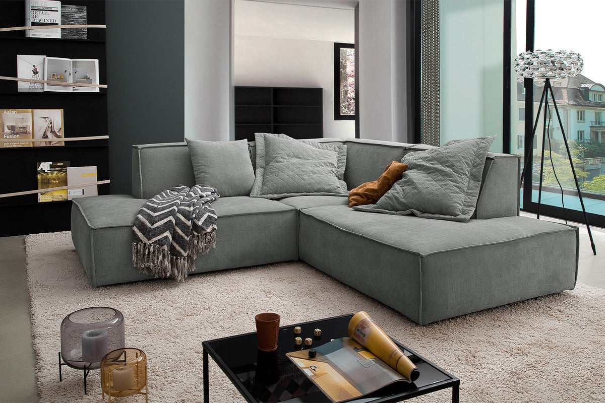 KAWOLA Sofa SAMU Ecksofa Stoff grau, Rechts