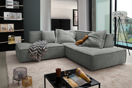 KAWOLA Sofa SAMU Ecksofa Stoff grau, Rechts