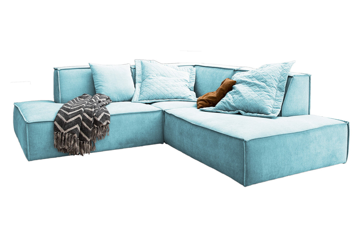 KAWOLA Sofa SAMU Ecksofa Stoff hellblau
