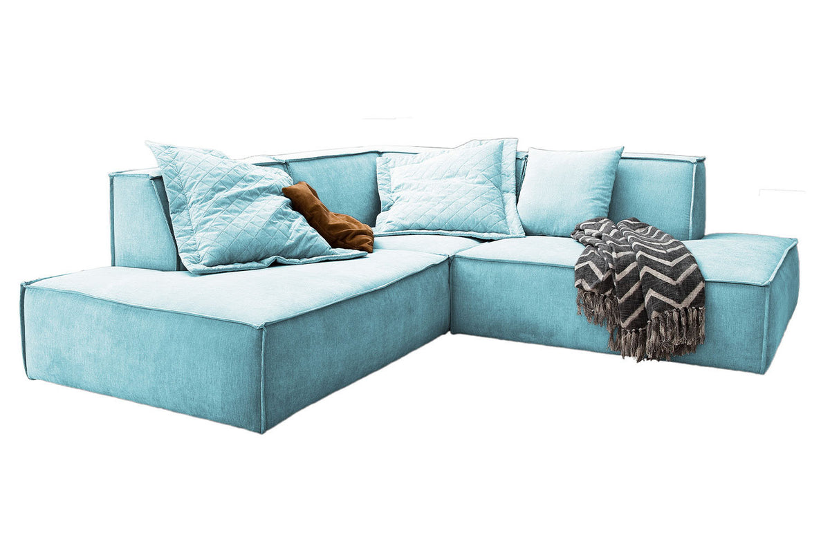 KAWOLA Sofa SAMU Ecksofa Stoff hellblau