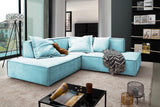 KAWOLA Sofa SAMU Ecksofa Stoff hellblau, Links