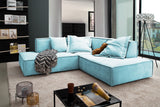KAWOLA Sofa SAMU Ecksofa Stoff hellblau, Rechts
