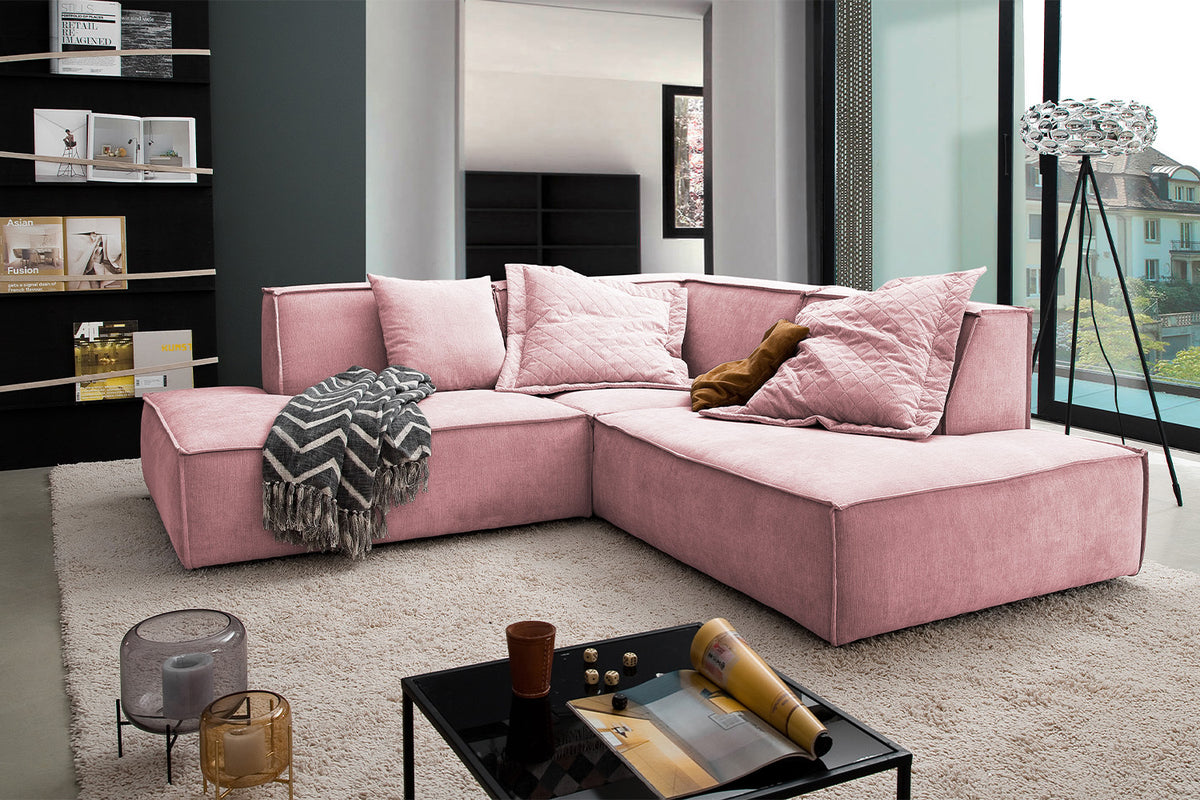 KAWOLA Sofa SAMU Ecksofa Stoff rosa, Rechts