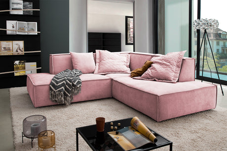 KAWOLA Sofa SAMU Ecksofa Stoff rosa, Rechts
