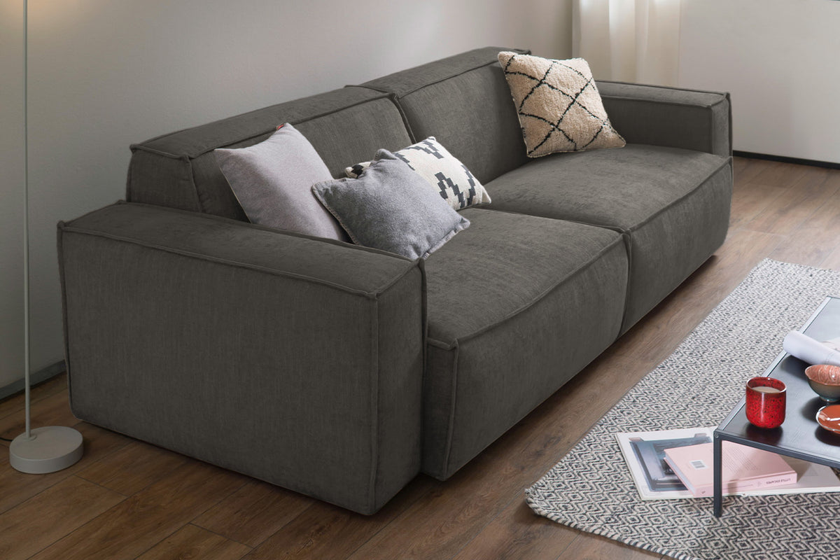 KAWOLA Sofa SAMU Stoff grau, 2-Sitzer