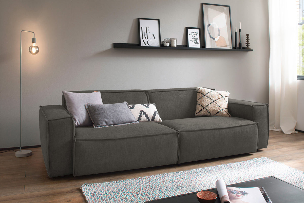 KAWOLA Sofa SAMU Stoff grau, 3-Sitzer