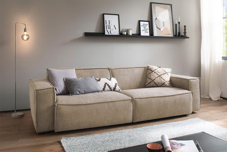 KAWOLA Sofa SAMU Stoff taupe, 3-Sitzer