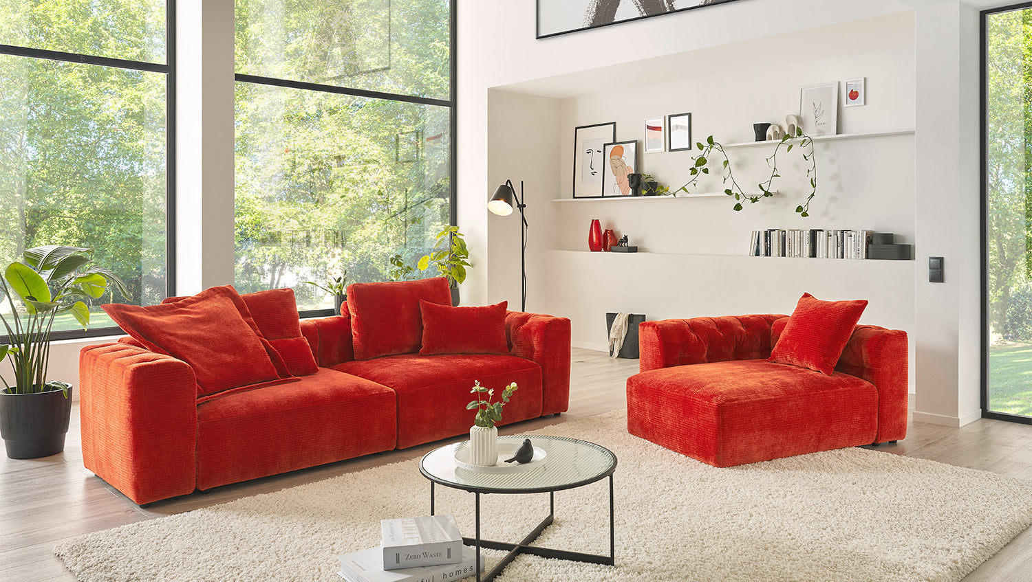 KAWOLA Sofa Sitzelement SEPHI medium Cord Vintage rot