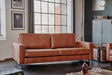 KAWOLA Sofa VILNIUS Lederfaserstoff cognac, 2-Sitzer