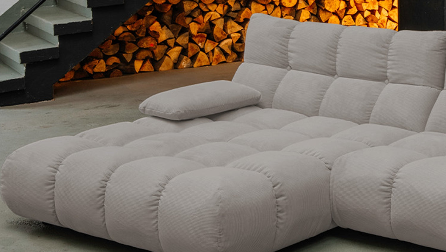KAWOLA Sofa VIVIEN Ecksofa Feincord grau