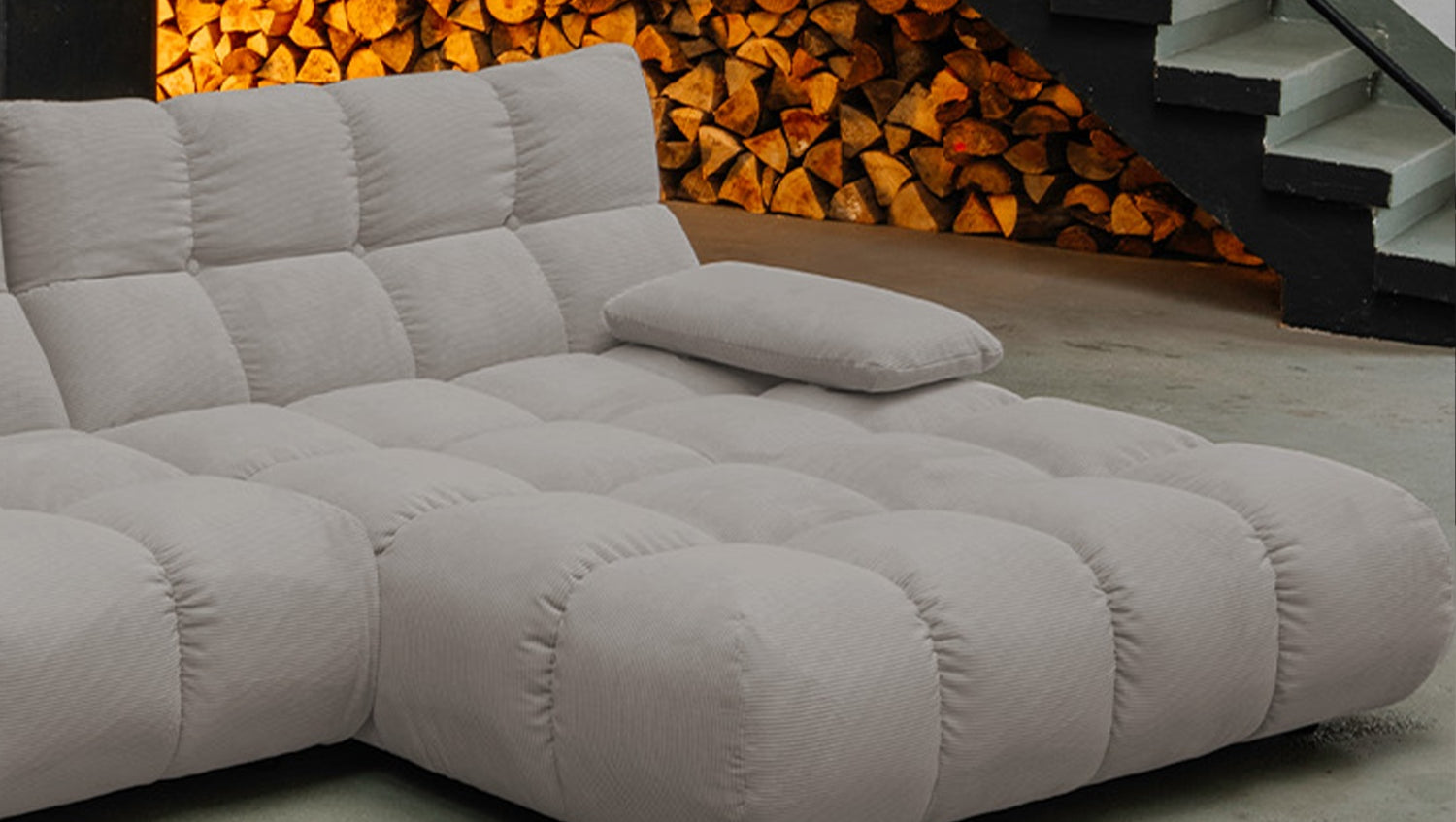 KAWOLA Sofa VIVIEN Ecksofa Feincord grau