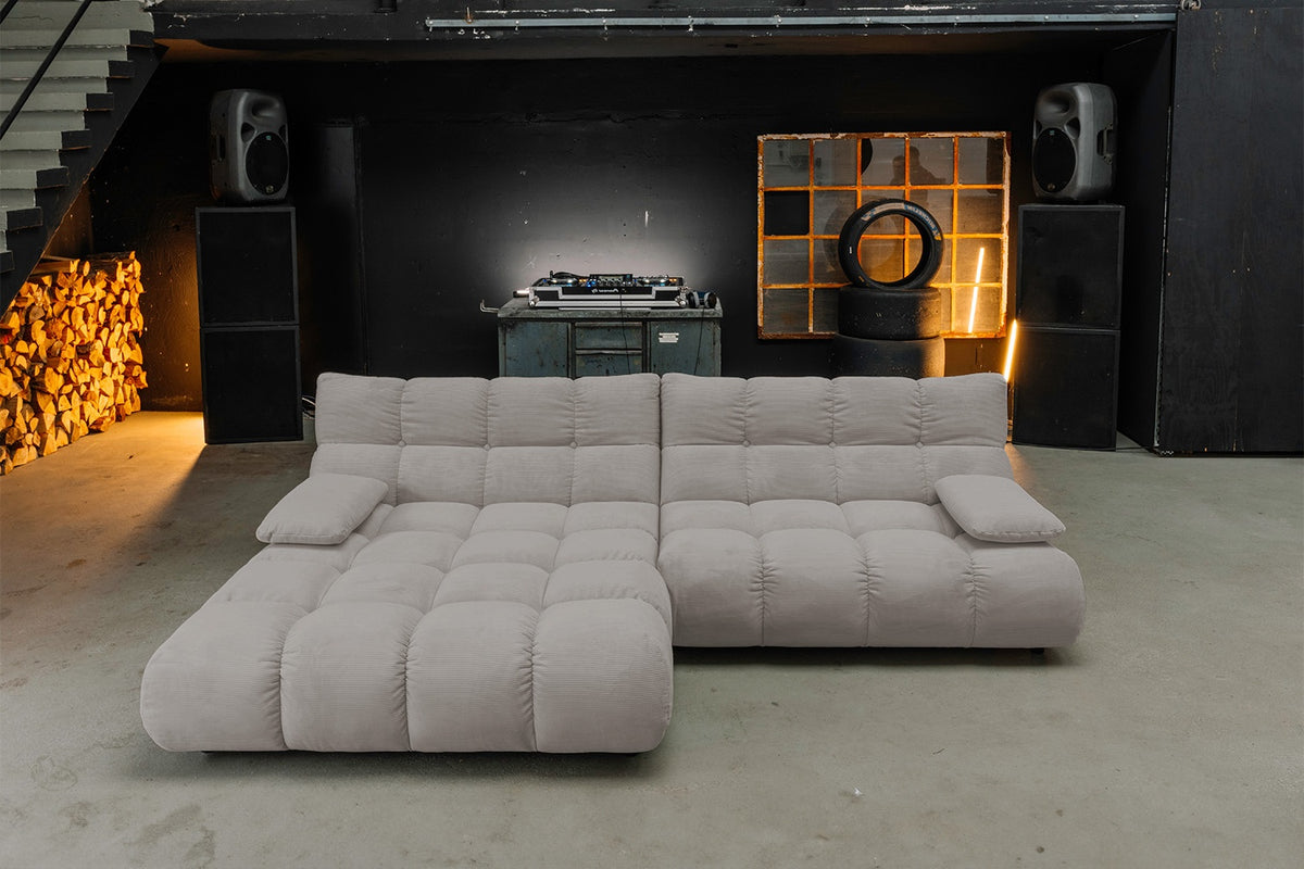 KAWOLA Sofa VIVIEN Ecksofa Feincord grau