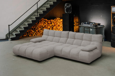 KAWOLA Sofa VIVIEN Ecksofa Feincord grau, Links