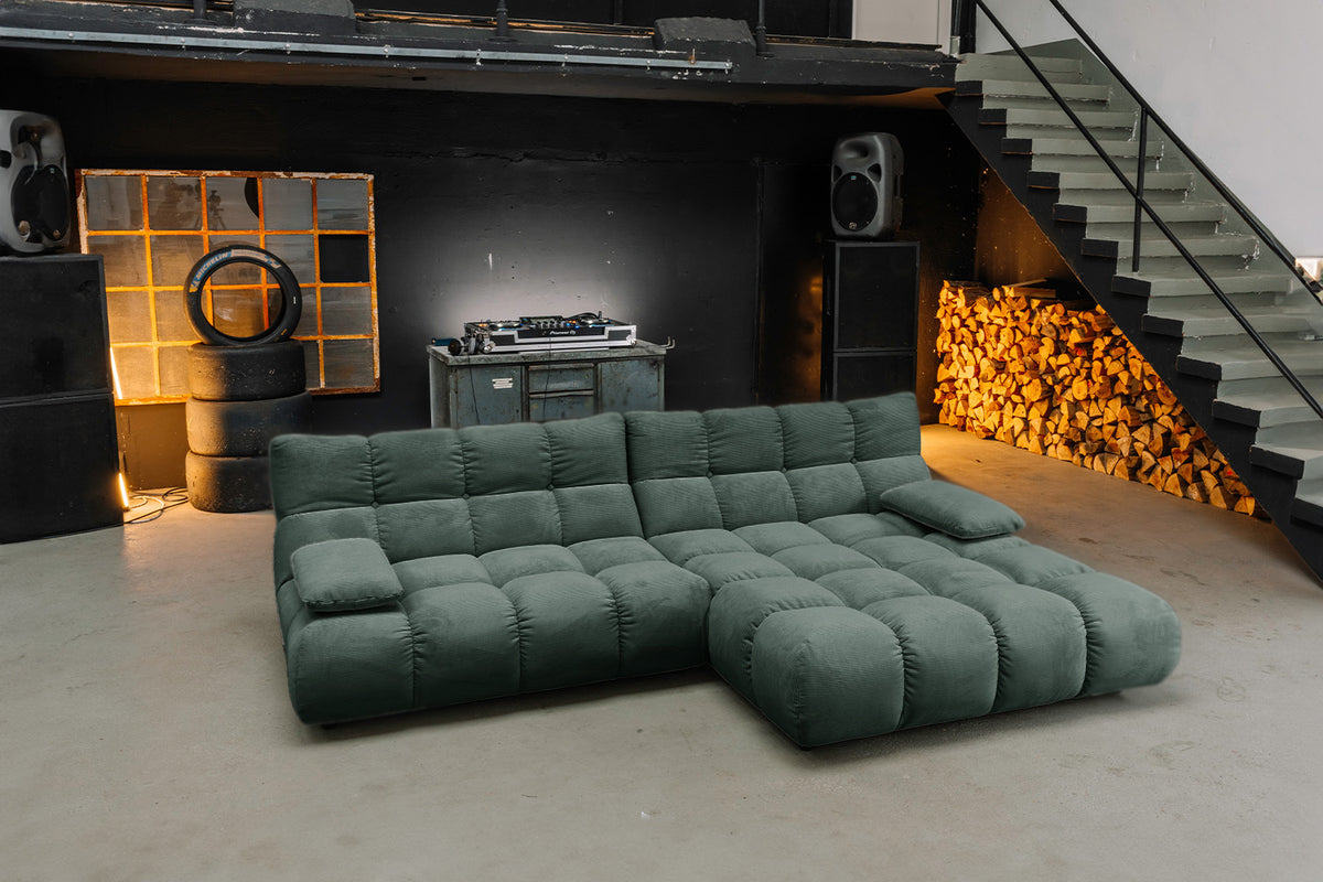 KAWOLA Sofa VIVIEN Ecksofa Feincord grün