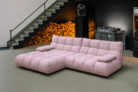 KAWOLA Sofa VIVIEN Ecksofa Feincord rosa, Links