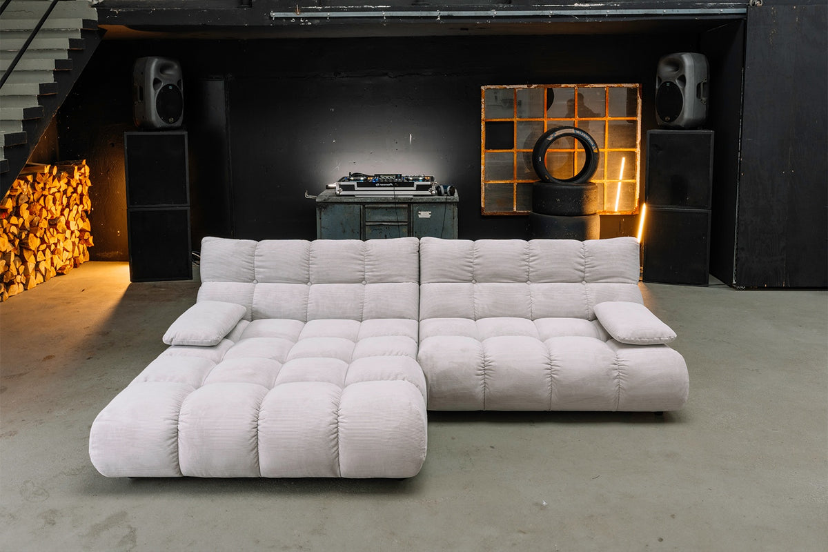 KAWOLA Sofa VIVIEN Ecksofa Feincord silber