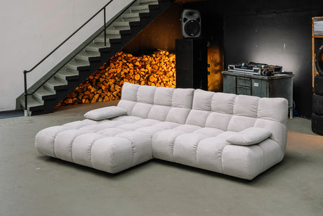 KAWOLA Sofa VIVIEN Ecksofa Feincord silber, Links