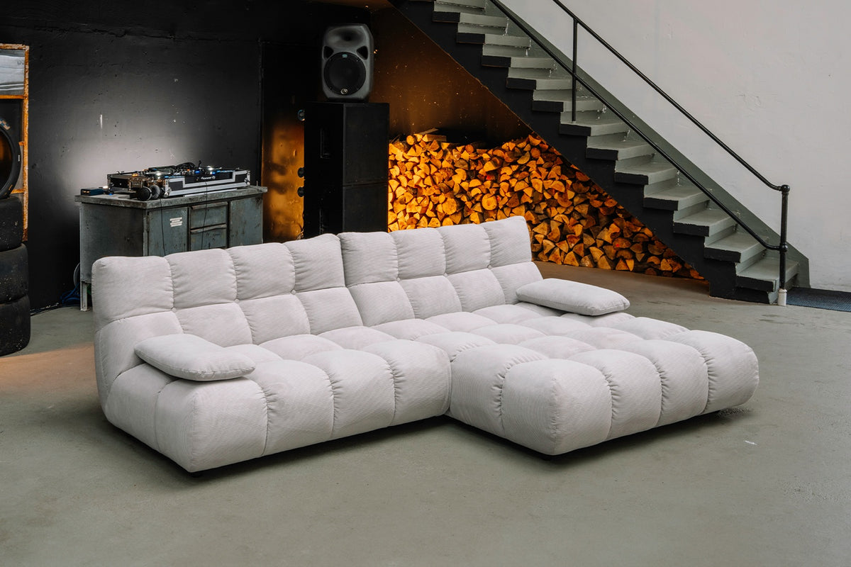 KAWOLA Sofa VIVIEN Ecksofa Feincord silber, Rechts