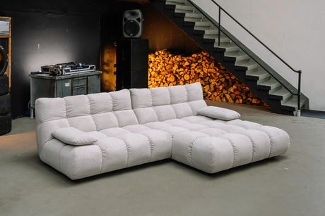 KAWOLA Sofa VIVIEN Ecksofa Feincord silber, Rechts