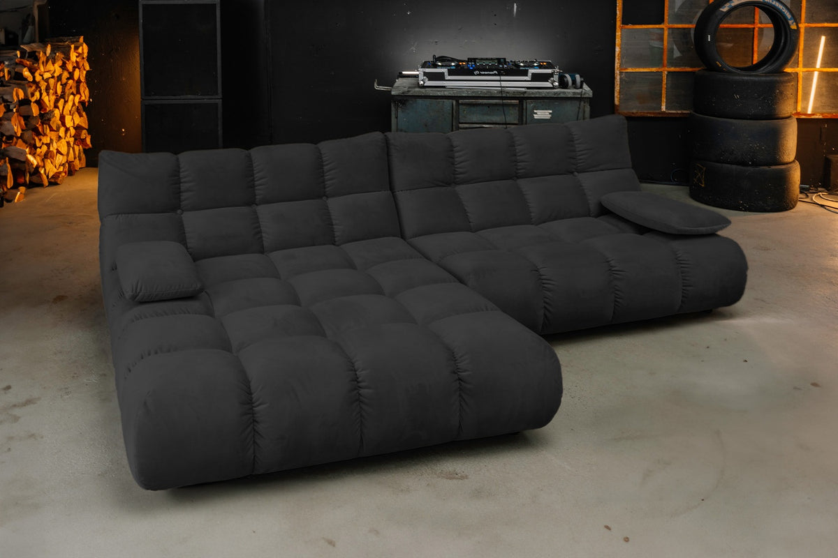 KAWOLA Sofa VIVIEN Ecksofa Velvet schwarz