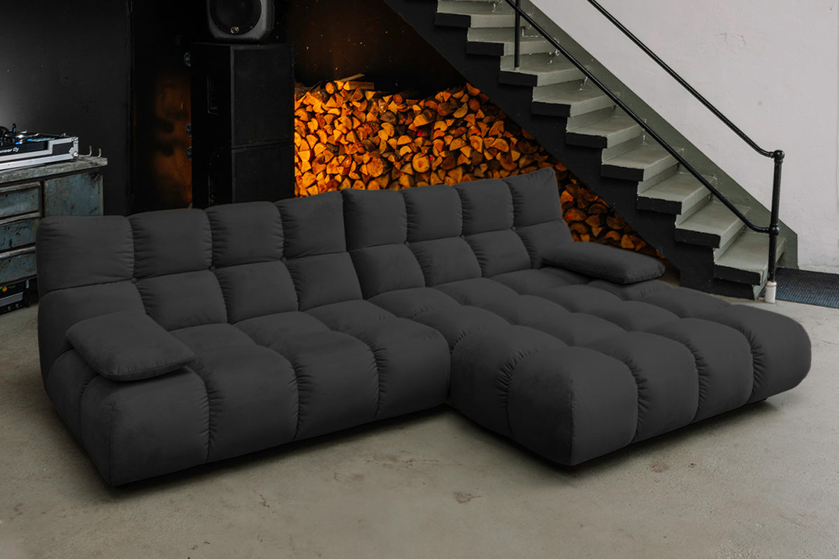 KAWOLA Sofa VIVIEN Ecksofa Velvet schwarz
