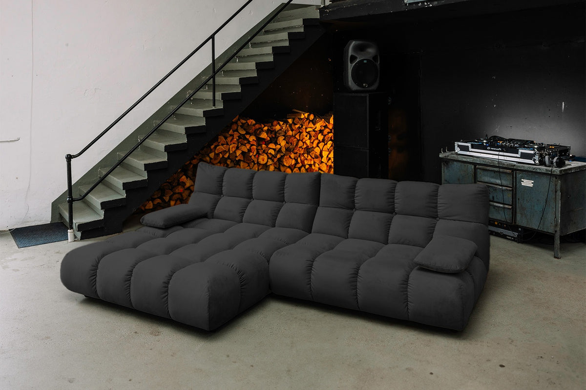 KAWOLA Sofa VIVIEN Ecksofa Velvet schwarz, Links