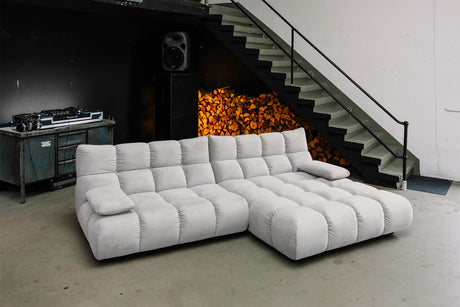 KAWOLA Sofa VIVIEN Ecksofa Velvet silber, Rechts