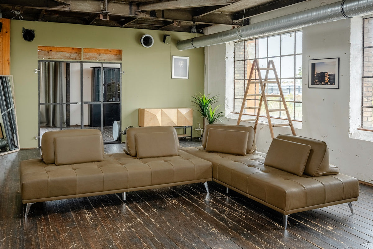 KAWOLA Sofa WIOLO Ecksofa Leder camel