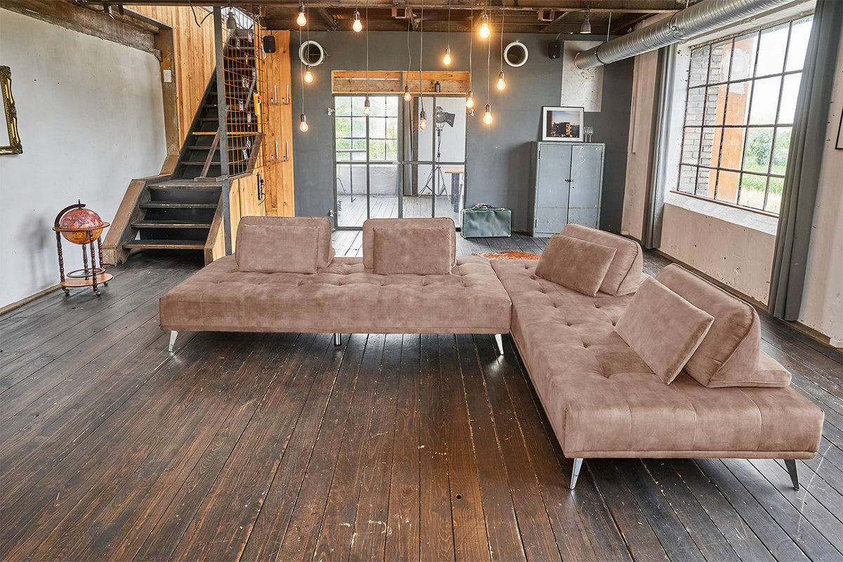 KAWOLA Sofa WIOLO Ecksofa velvet taupe