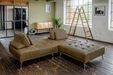 KAWOLA Sofa WIOLO Schlafsofa Daybed mit Hocker Leder camel