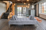 KAWOLA Sofa WIOLO Schlafsofa Daybed mit Hocker velvet grau