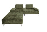KAWOLA Sofa WIOLO Schlafsofa Daybed mit Hocker velvet moosgrün