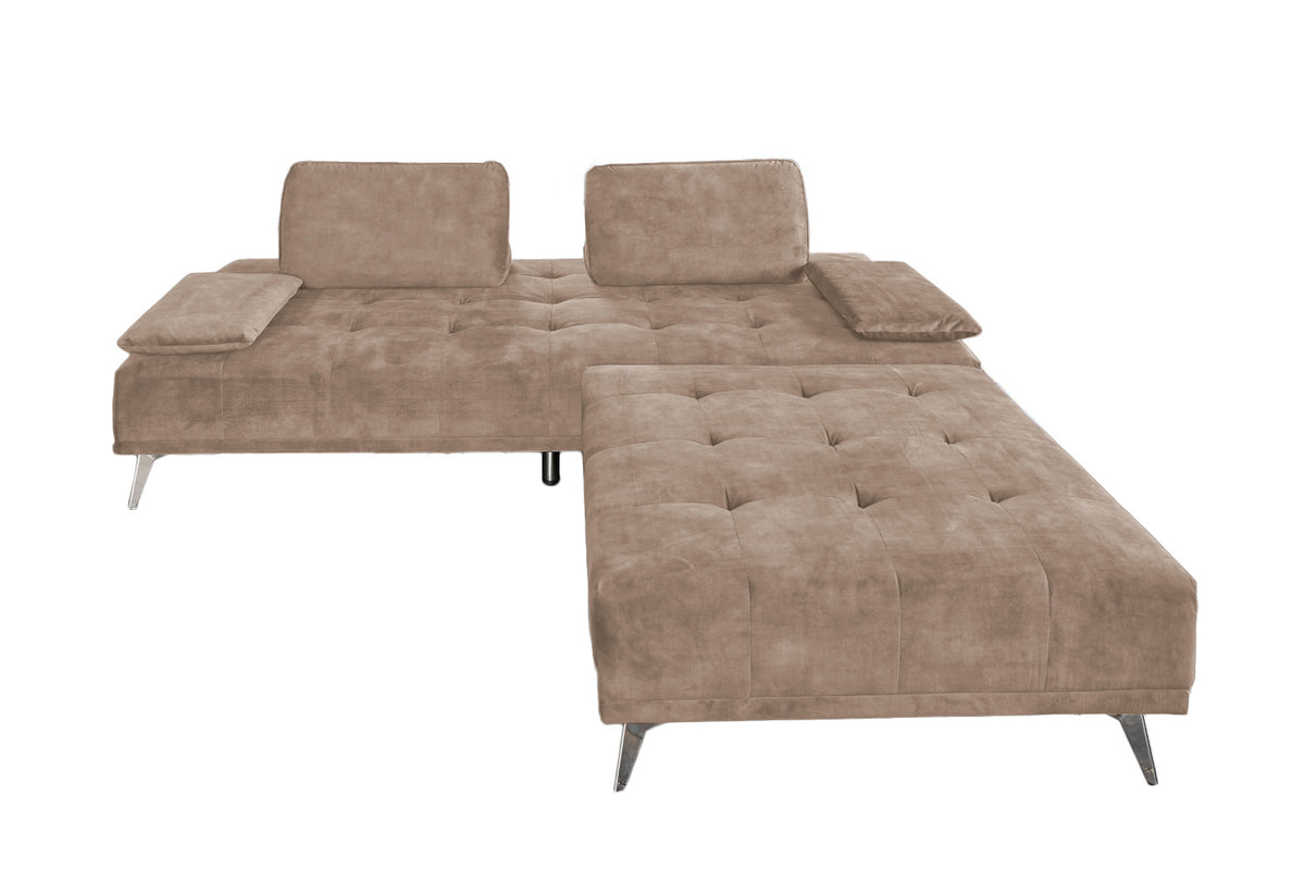 KAWOLA Sofa WIOLO Schlafsofa Daybed mit Hocker velvet taupe