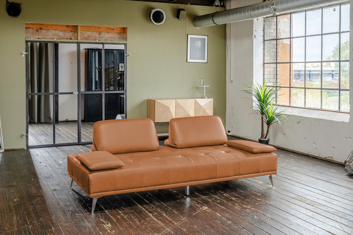 KAWOLA Sofa WIOLO Schlafsofa Daybed Leder cognac