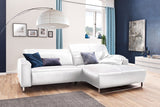 KAWOLA Sofa YORK Leder Recamiere white, Rechts, Silber, Ohne Komfortfunktion