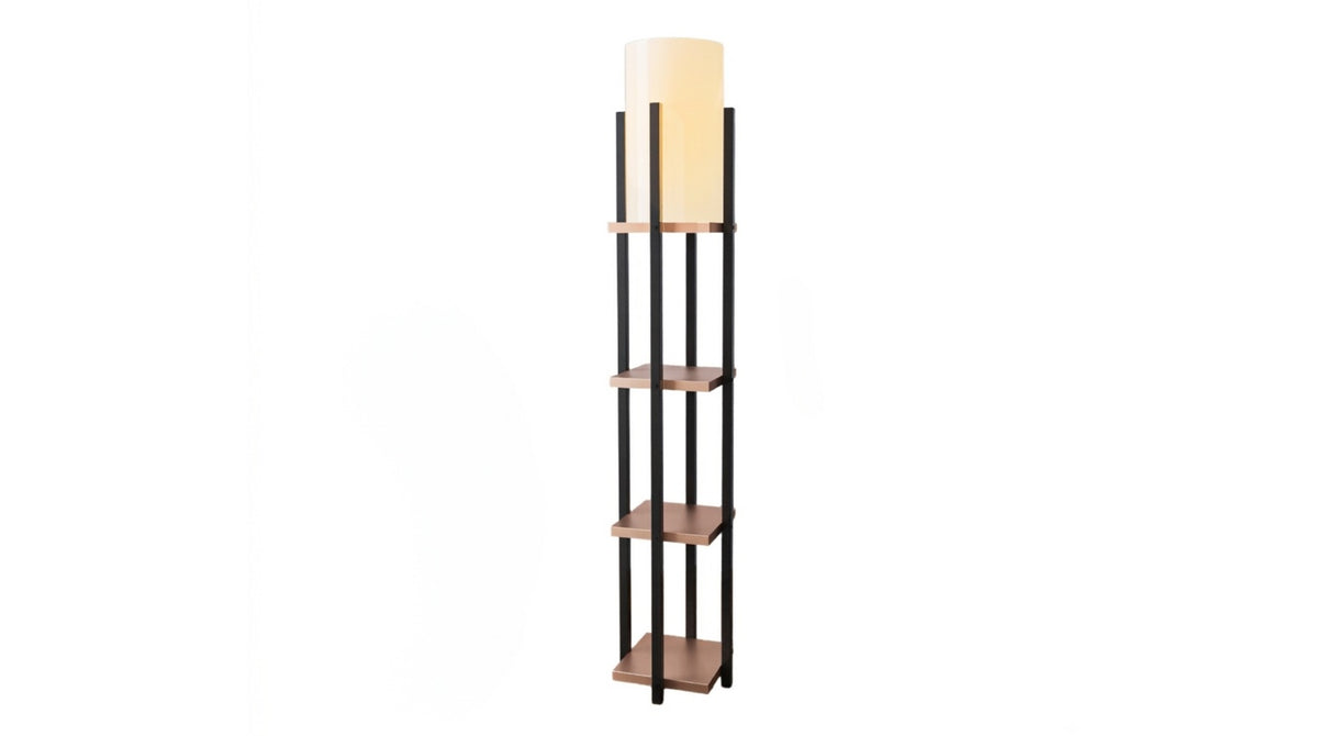 KAWOLA Stehlampe AMARIS Stoff schwarz kupfer