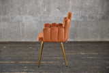 KAWOLA Stuhl FREJA Esszimmerstuhl Velvet orange Fuß gold