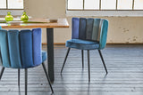 KAWOLA Stuhl JADA Esszimmerstuhl Velvet blau Fuß schwarz